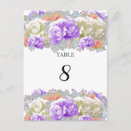 Passnummer för Peony Apricot och Plum Bord Vykort