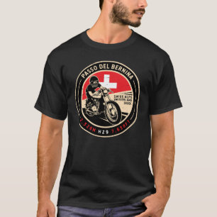 Passo del Bernina Schweiz Motorcykel T Shirt