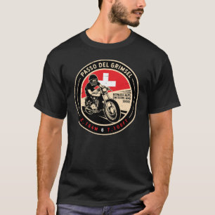 Passo Del Grimsel Schweiz Motorcykel T Shirt