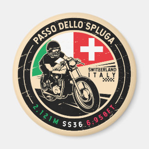 Passo Dello Spluga-Italien Schweiz Motorcykel Magnet