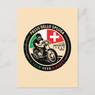 Passo Dello Spluga-Italien Schweiz Motorcykel Vykort
