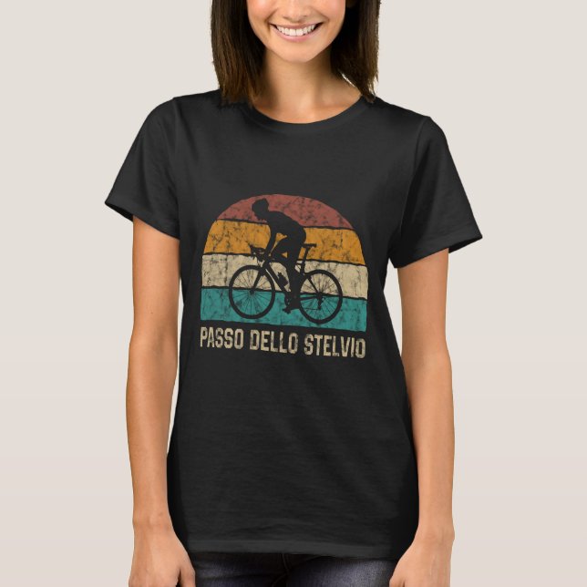 Passo Dello Stelvio Cycling Klib T Shirt Retro (Framsida)