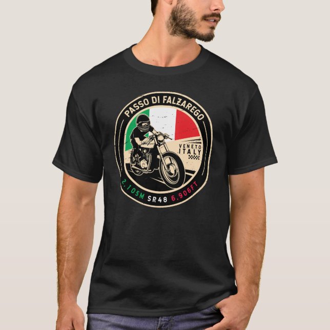 Passo di Falzarego Italien Falzarego Pass Motorcyc T Shirt (Framsida)