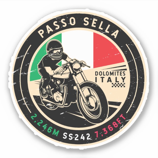 Passo Sella | ITALIEN | Motorcykel Klistermärken (Framsida)