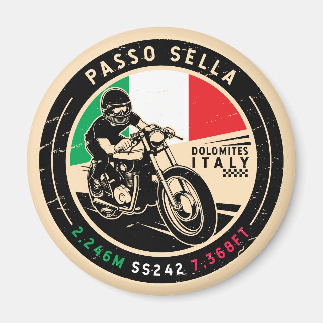 Passo Sella | ITALIEN | Motorcykel Magnet (Framsidan)