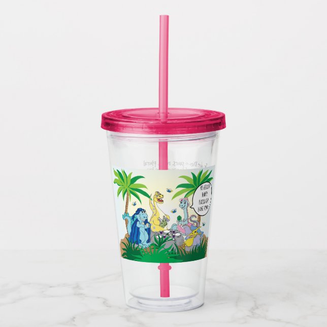 Passover Acrylic Tumbler 16 oz Dinosaur Seder Take Away Mugg (Framsida)