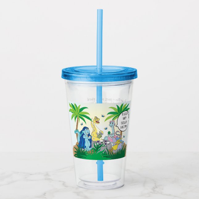 Passover Acrylic Tumbler 16 oz Dinosaur Seder Take Away Mugg (Framsida)