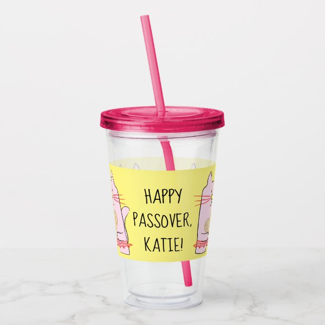 Passover Akryltumbler 16 oz Rosa Kattunge Take Away Mugg (Vänster)