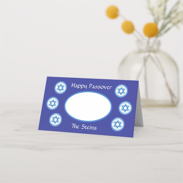 PASSOVER Blå Davidstjärna NAMN Marinblå Placeringskort (Framsida)