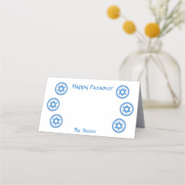 PASSOVER Blue Star of David NAME Bright White Placeringskort