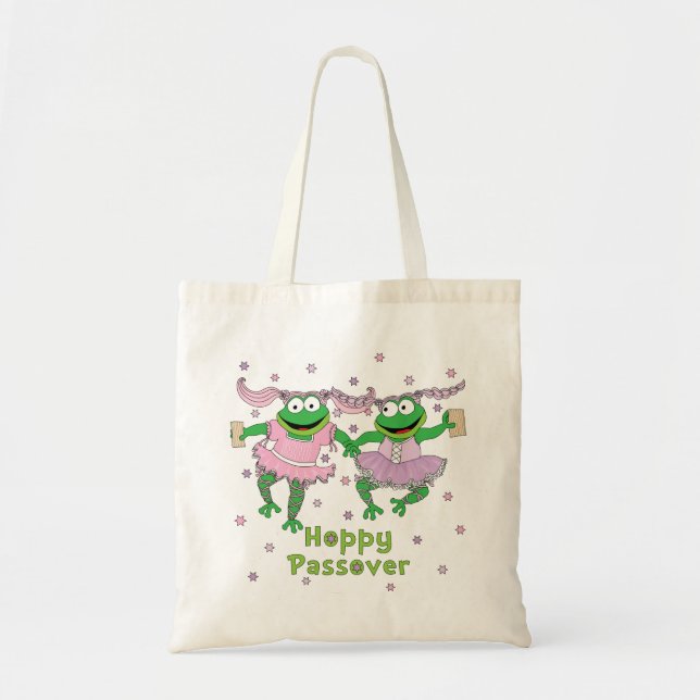 Passover Budget Tote "Hoppy Passover" Tygkasse (Framsidan)