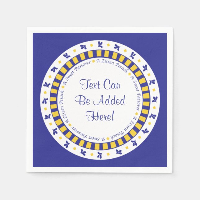 Passover Cocktail Napkins Blue/Gult Star Mönster Pappersservett (Framsidan)
