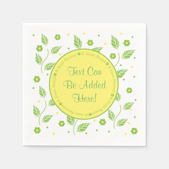 Passover Cocktail Napkins "Grönt/Gult Lövs" Pappersservett (Framsidan)