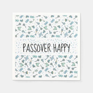 Passover Cocktail Napkins Whimsical Seder Mönster Pappersservett