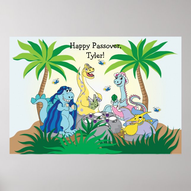 Passover Dinosaur Seder Poster 20 x 24 Matt Avslut (Framsidan)