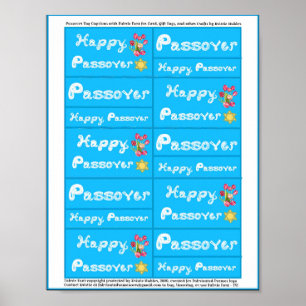 Passover Fabric Font Tulips Star of David Märkres Poster