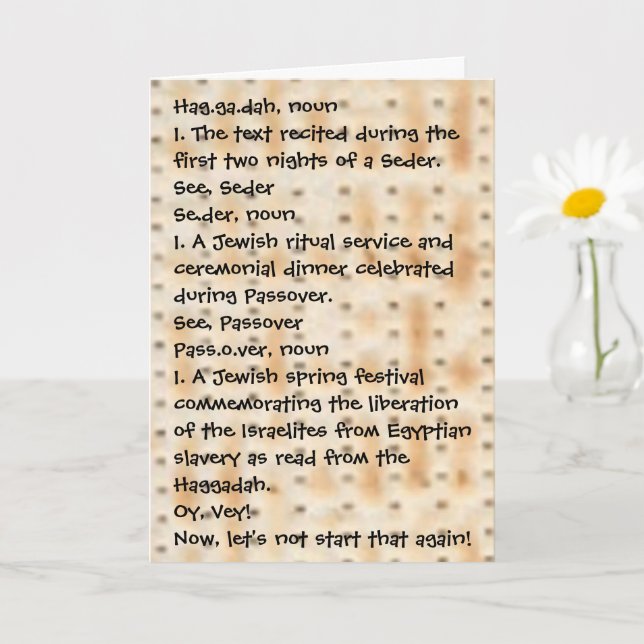 Passover Funny Define Haggadah Matzah Kort (Liten växt)