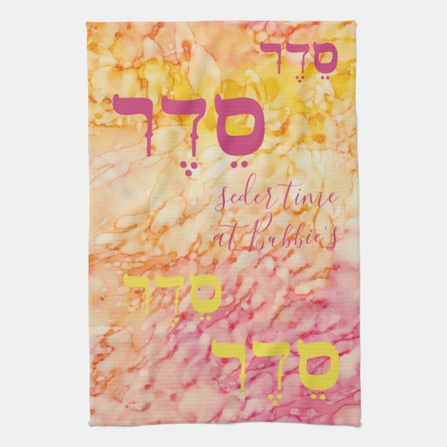 Passover Gult Pinks SederTime Kitchen Towel Kökshandduk (Vertikal)