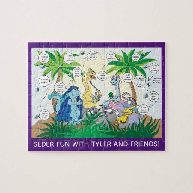 Passover Kids' Dinosaur Seder Puzzle for Children Pussel (Horisontell)
