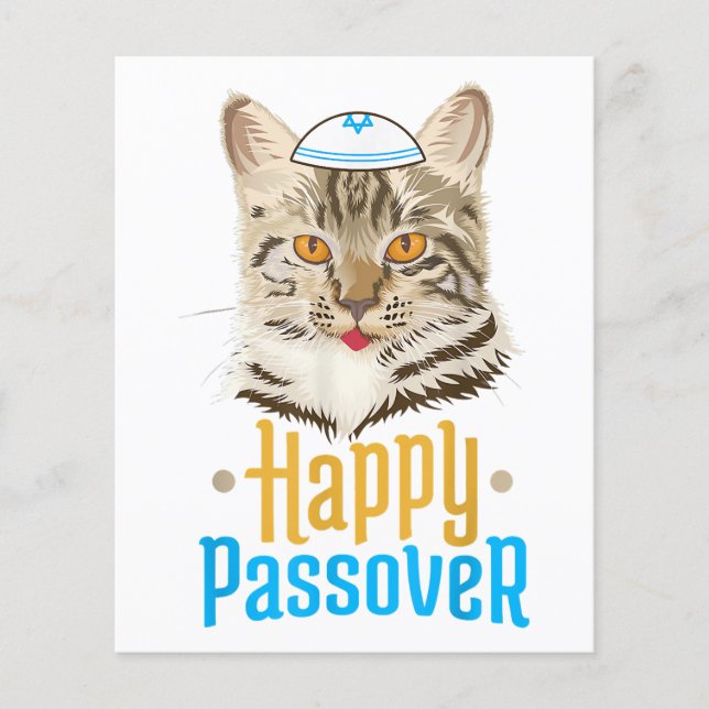 Passover Lycklig Pesach Cat Funny Seder Jewish Flygblad (Framsidan)