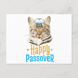 Passover Lycklig Pesach Cat Funny Seder Jewish Meddelande Vykort