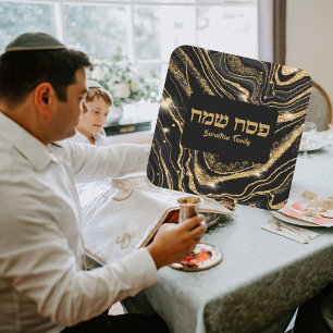 Passover Marble Black och Guld Glitter Fyrkantigt Klistermärke