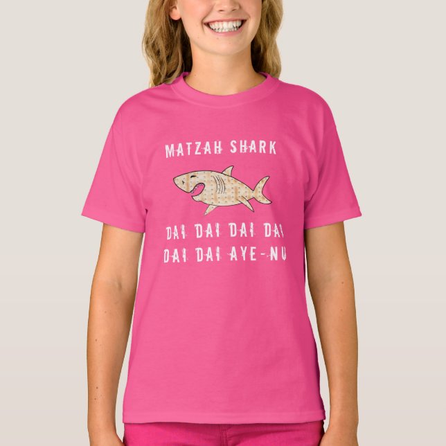 Passover Matzah Shark Girls grundläggande T-Shirt (Framsida)