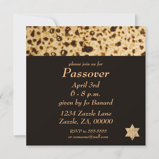 Passover Matzah Star of David Inbjudningar (Baksida)