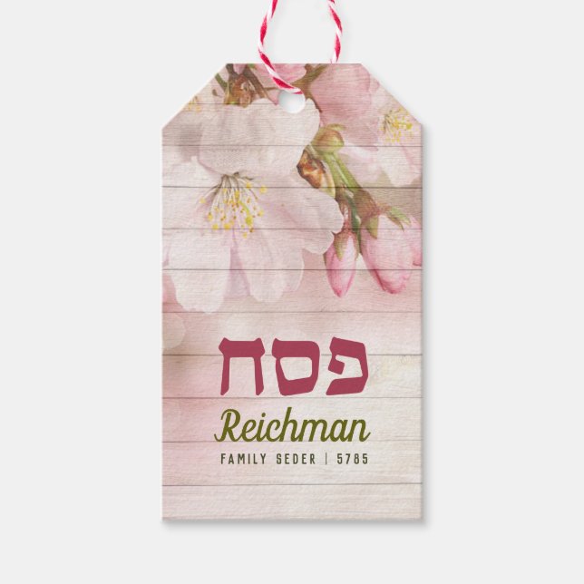 Passover Pesach Cherry Blommar Springtime Presentetikett (Framsidan)