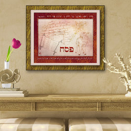 Passover Pesach Lamb Torah Rulla Doorpost Örters Poster
