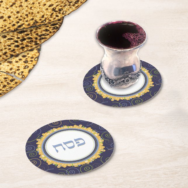 Passover Pesach Seder Jerusalem Papper Underlägg Rund (Skapare uppladdad)