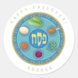 Passover Plate Kosher Pesach Runt Klistermärke