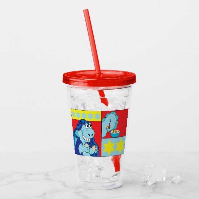 Passover Red Acrylic Tumbler 16 oz Sedersaurus Take Away Mugg (Framsida Ice)