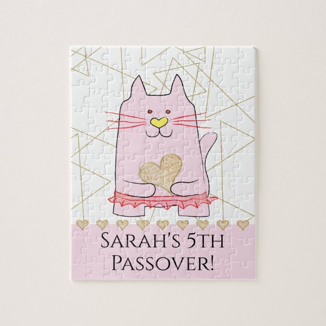 Passover Rosa Cat Ballerina Puzzle för barn Pussel (Vertikal)