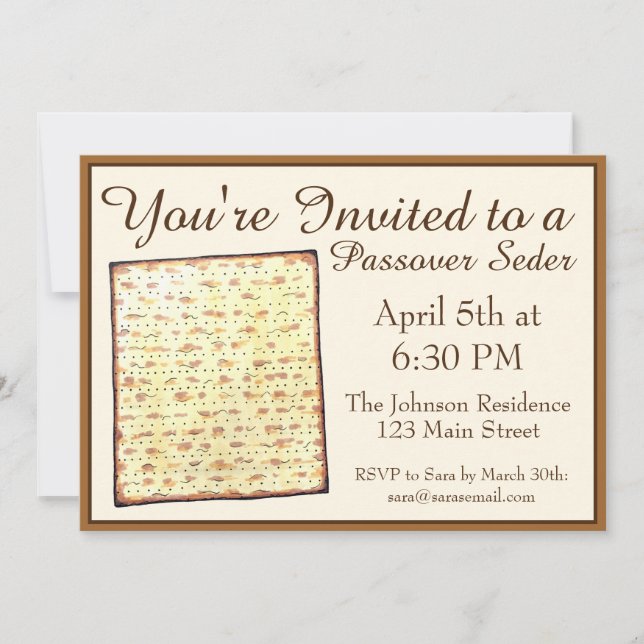 Passover Seder Jewish Helgdag Dinner Matzo Matzah Inbjudningar (Framsida)
