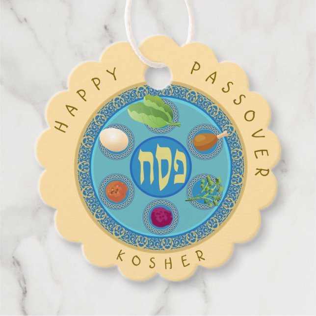 Passover Seder Plate Kosher Pesach Gåvor Etiketter (Framsida)