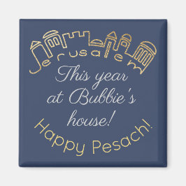 Passover Square Magnet "Guld Jerusalem"