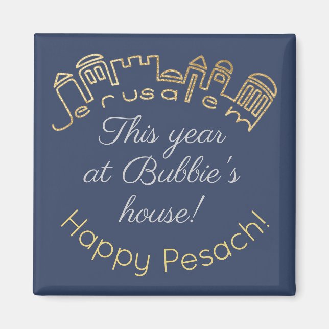 Passover Square Magnet "Guld Jerusalem" (Framsidan)
