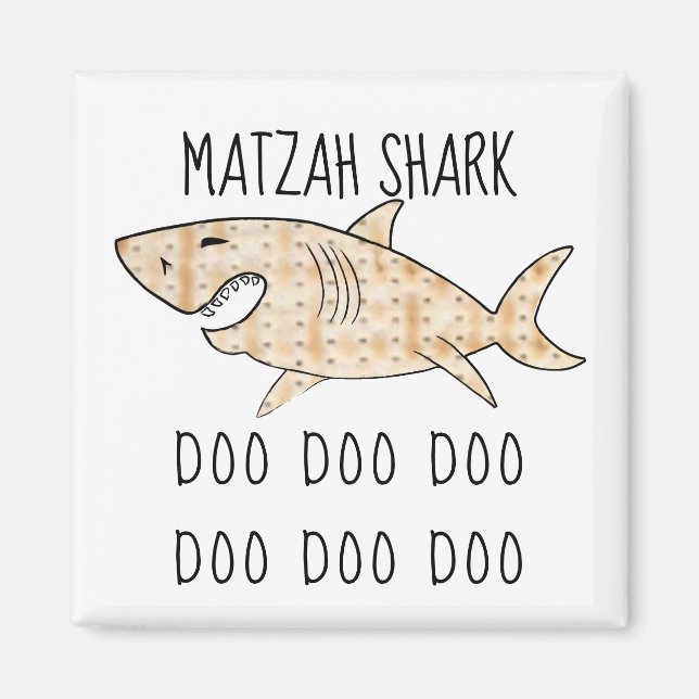 Passover Square Magnet "Matzah Shark Doo Doo" (Framsidan)