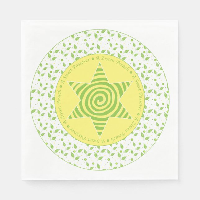 Passover Standard Napkins ""Grönt/Gult Löv" Pappersservett (Framsidan)