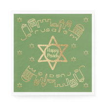 Passover Standard Napkins "Guld Jerusalem" Mönster