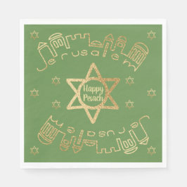 Passover Standard Napkins "Guld Jerusalem" Mönster Pappersservett