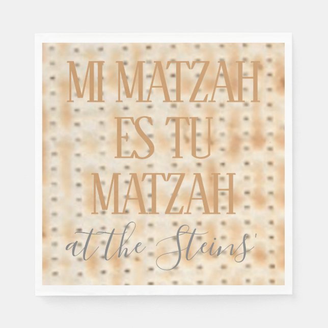 Passover Standard Napkins Mi Matzah Mönster Pappersservett (Framsidan)