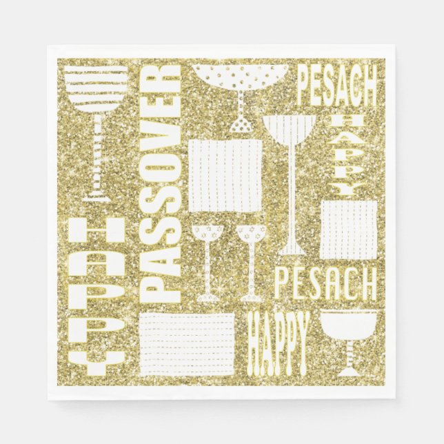 Passover Standard Napkins ’Passover Guld’ Pappersservett (Framsidan)