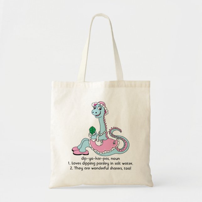 Passover Tote Bag Dipyokarpas Dinosaur Tygkasse (Framsidan)