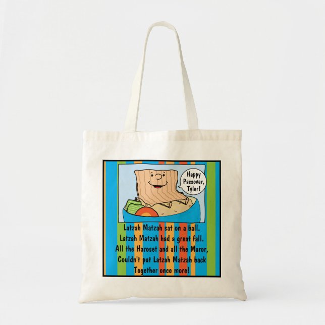 Passover Tote Bag Funny Seder Toon Tygkasse (Framsidan)