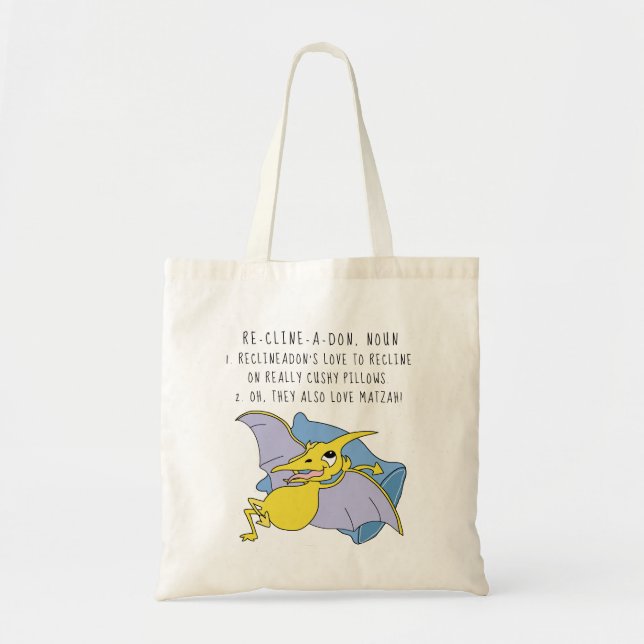 Passover Tote Bag Reclineadon Dinosaur Tygkasse (Framsidan)