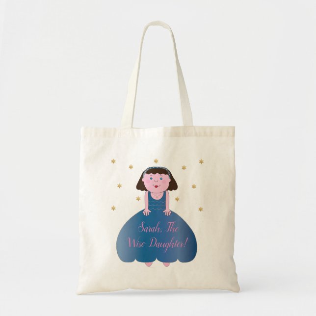 Passover Tote Bag "The Wise Daughn" Tygkasse (Framsidan)
