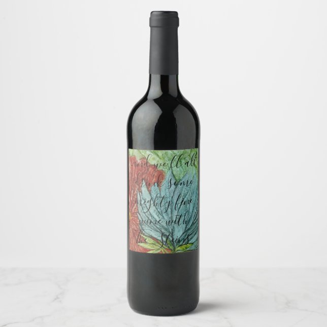Passover Vin Flaska-etiketten "Bevackra Fleurs" Vinflaska Etikett (Framsida)