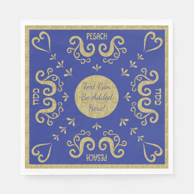 Passover White Standard Napkins Guld Elegant Pappersservett (Framsidan)